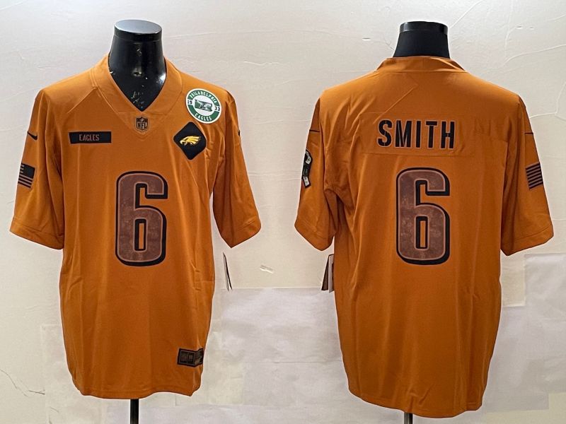 Men Philadelphia Eagles #6 Smith Yellow Nike 2025 Salute to Service Limited NFL Jersey style 3